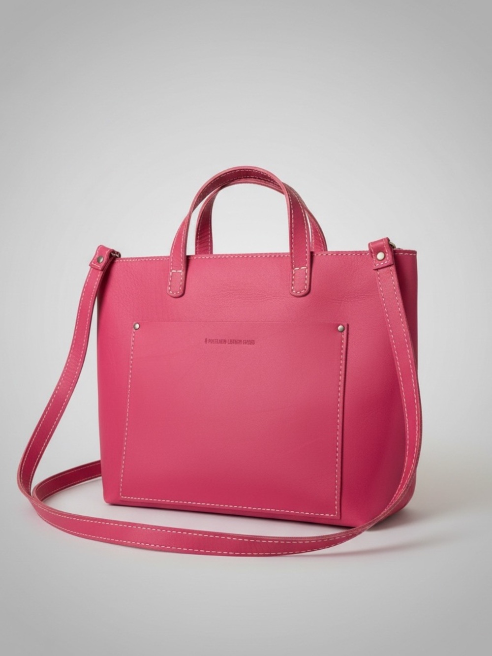 New Portland Leather Crossbody Medium Zip Tote Bag with Strap Tulip Pink